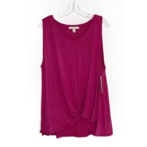 Sejour Pink Berry Knot Hem Sleeveless Top 2X NWT